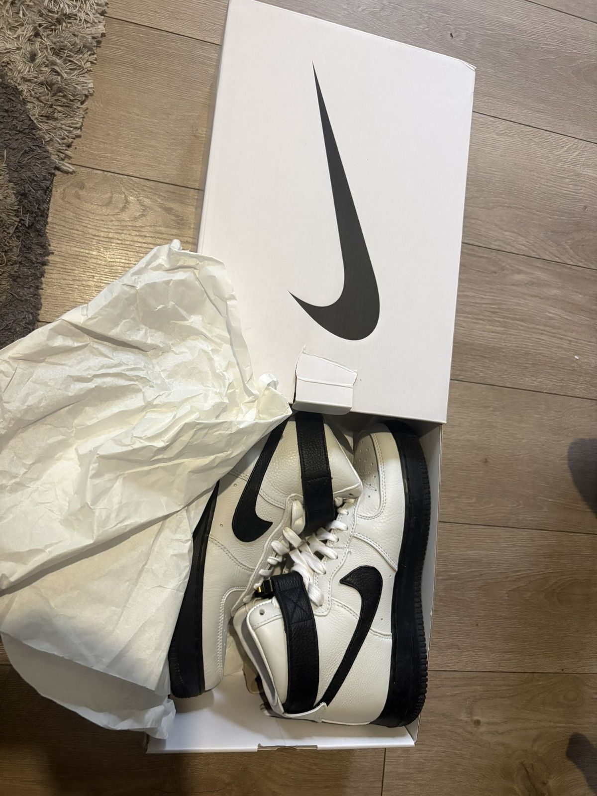 1017 ALYX 9SM × Nike Nike Air Force 1 High 1017 ALYX 9SM - White Black - UK 6 Size US 6 / EU 39 - 4 Thumbnail
