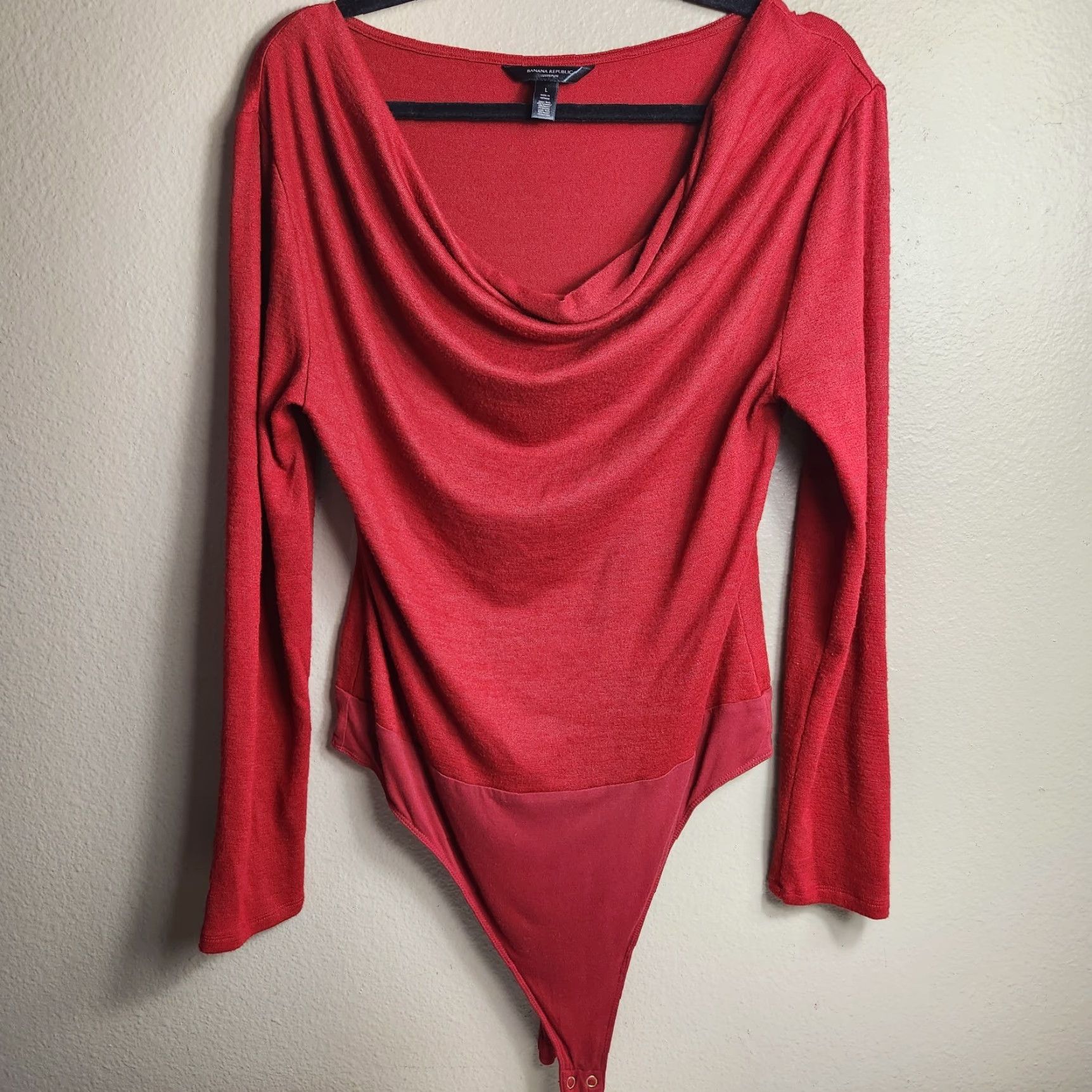 Banana Republic Banana Republic Womens L Mulled Cranberry Luxespun Cowl-Neck Bodysuit Shirt Size L / US 10 / IT 46 - 2 Thumbnail
