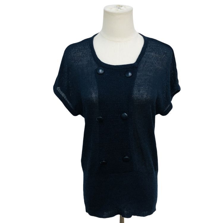 Dior Dior Blue Knit Button Front Top Size M Size M / US 6-8 / IT 42-44 - 1 Thumbnail