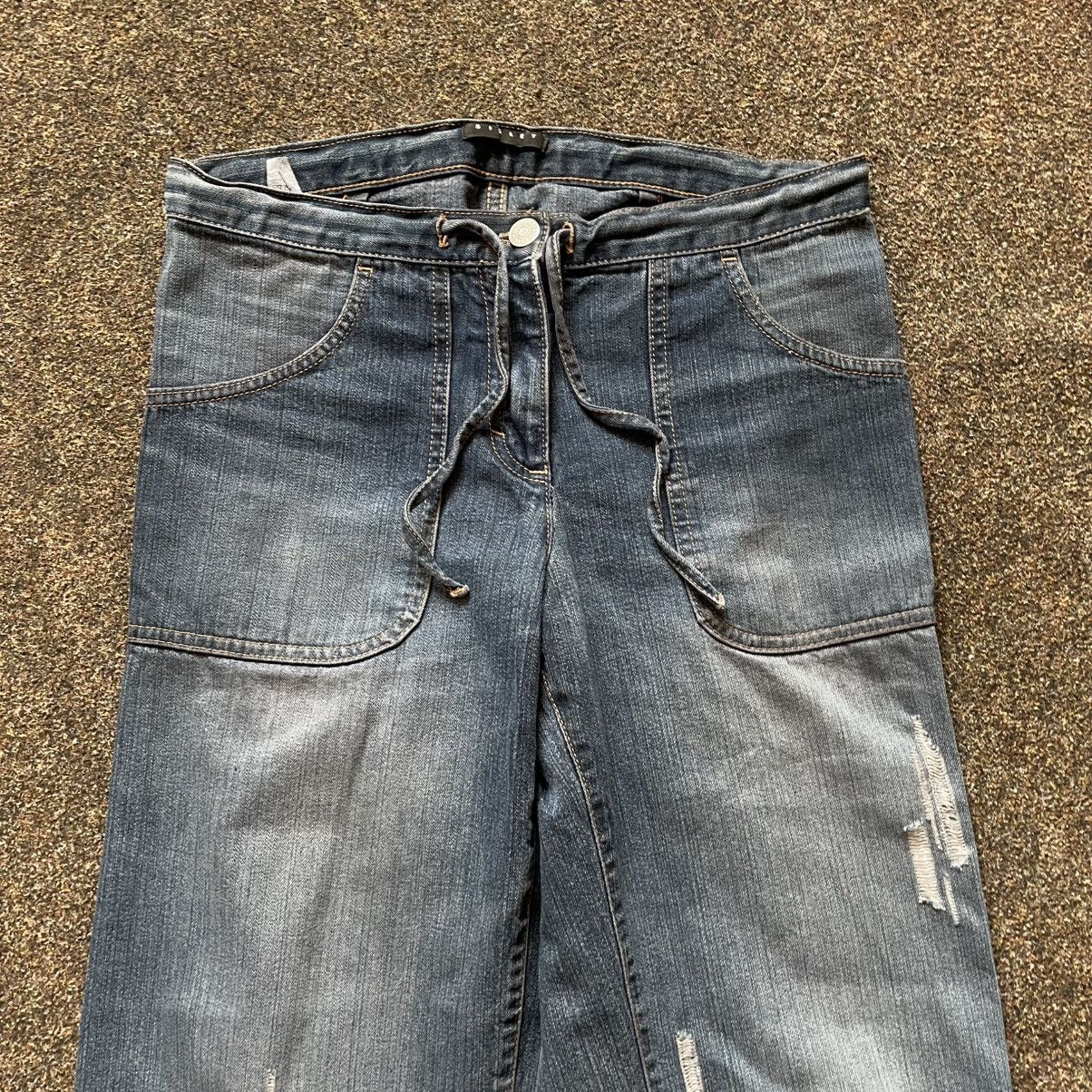 Vintage Vintage Y2K Distressed Flared Jeans Sun Faded Grunge Boxy 34 Size 34" / US 12 / IT 48 - 2 Thumbnail