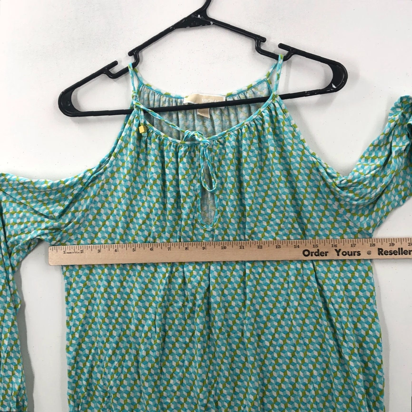 Michael Kors Michael Kors Women’s Multicolor Long Sleeve Cold Shoulder Blouse Size L - Geometric Pattern, Front Tie, Casual, Spring/Summer Size L / US 10 / IT 46 - 5 Thumbnail