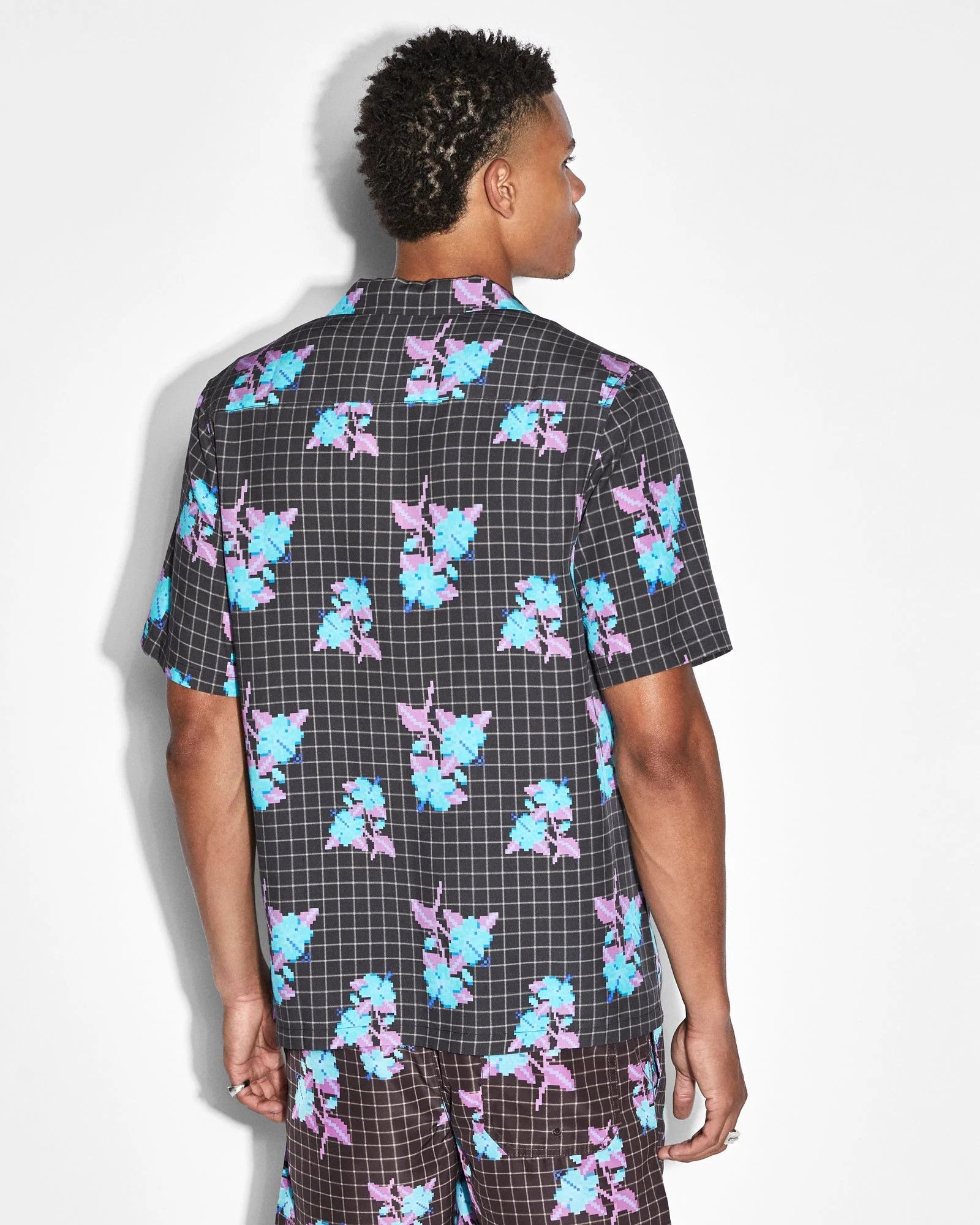 Ksubi Ksubi Low Res Resort Floral Pixel Grid Short Sleeve Shirt Size US M / EU 48-50 / 2 - 4 Thumbnail