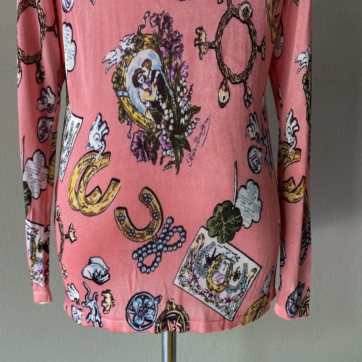 Karl Lagerfeld Karl Lagerfeld Pink Graphic Print Long Sleeve Top Size S / US 4 / IT 40 - 21 Thumbnail