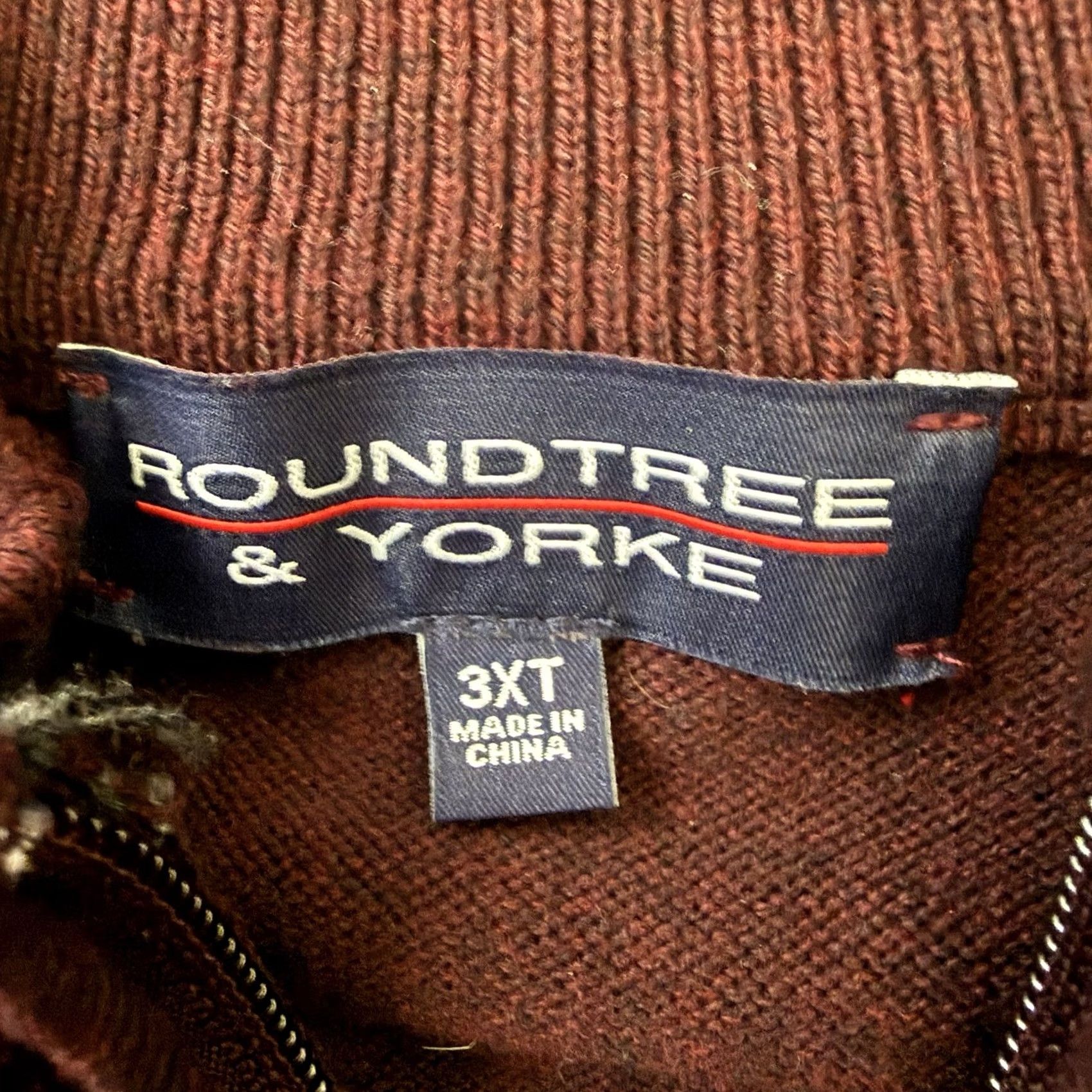 Roundtree & Yorke VINTAGE Roundtree & Yorke 1/4 Zip Sweater Mens 3XT Tall Dark Wine Lightweight Pullover Size US XXL / EU 58 / 5 - 2 Thumbnail