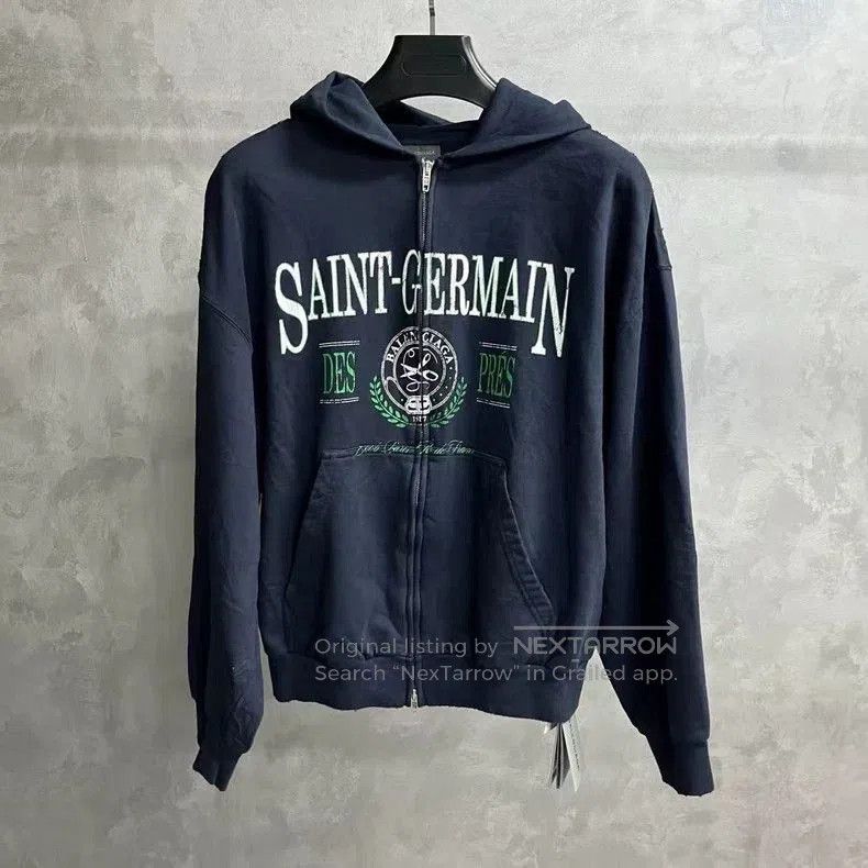 Balenciaga Balenciaga Navy Letter Print Zip Hoodie. Size US S / EU 44-46 / 1 - 1 Thumbnail