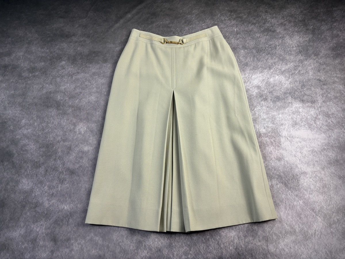 Celine × Vintage 1970s Celine Skirt Vintage Wool Maxi Pistachio Horsebit Gold Size 28" / US 6 / IT 42 - 24 Thumbnail