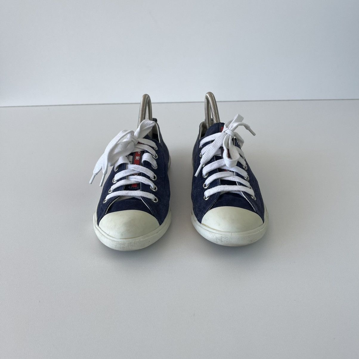 Prada Prada Sport Lace-Up Trainers Leather Sneakers Blue 3E4739 Size US 5.5 / EU 38 - 3 Thumbnail