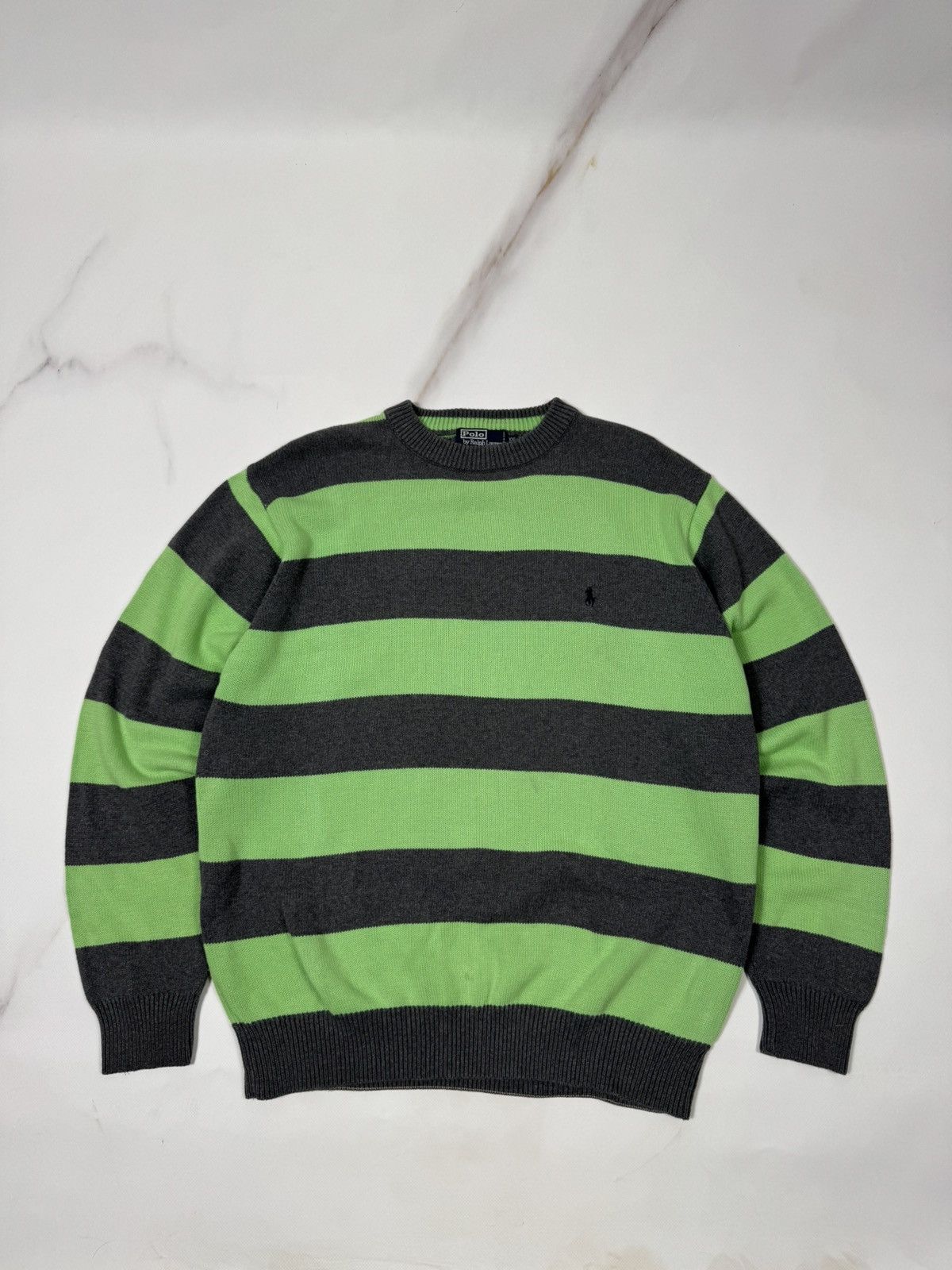 Polo Ralph Lauren Vintage Polo Ralph Lauren Striped Knit Crewneck Sweater Size US XL / EU 56 / 4 - 1 Thumbnail