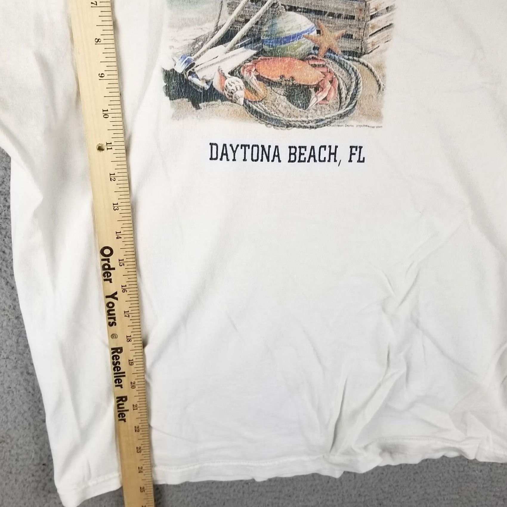 Anvil Vintage T-Shirt Crab Beach Florida Daytona Adult Medium White Ocean Tee Anvil Logo Beach Mens Size US M / EU 48-50 / 2 - 4 Thumbnail