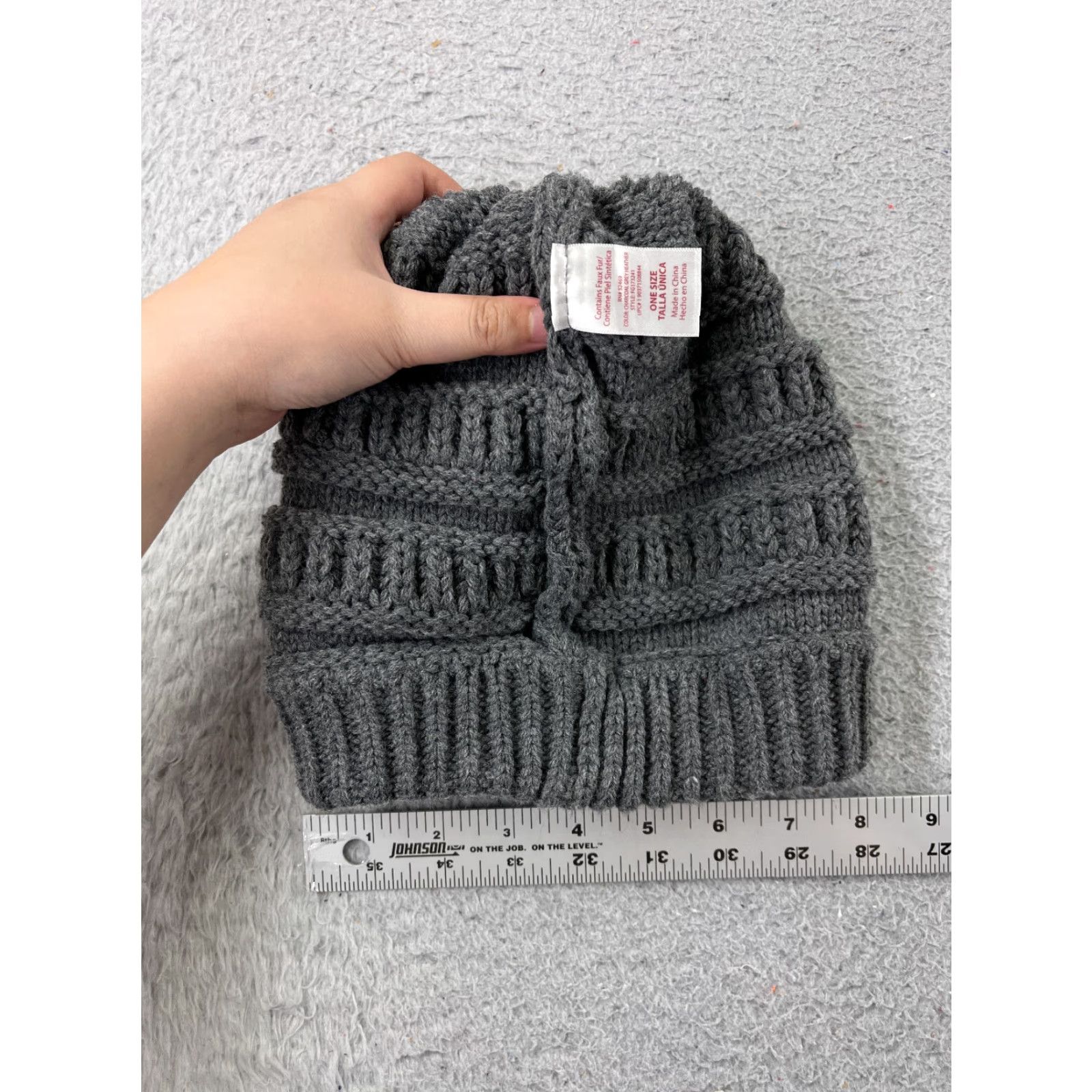Walmart Walmart Beanie Hat Womens One Size Slouch Toque Charcoal Gray Knit Acrylic Faux Fur Pom Winter Outdoors Ski Womens Size ONE SIZE - 5 Thumbnail