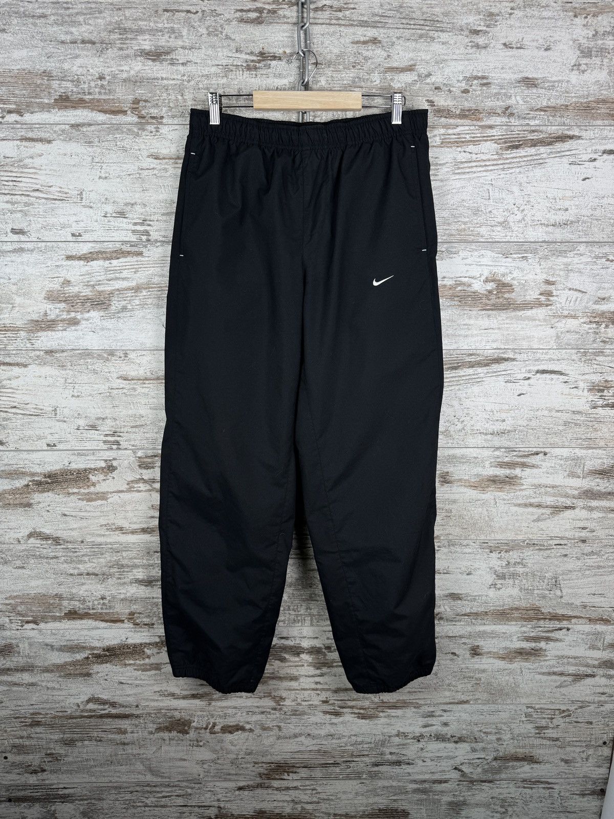 Nike × Vintage Mens Vintage Nike swoosh black sweatpants nylon pants y2k Size US 32 / EU 48 - 2 Thumbnail