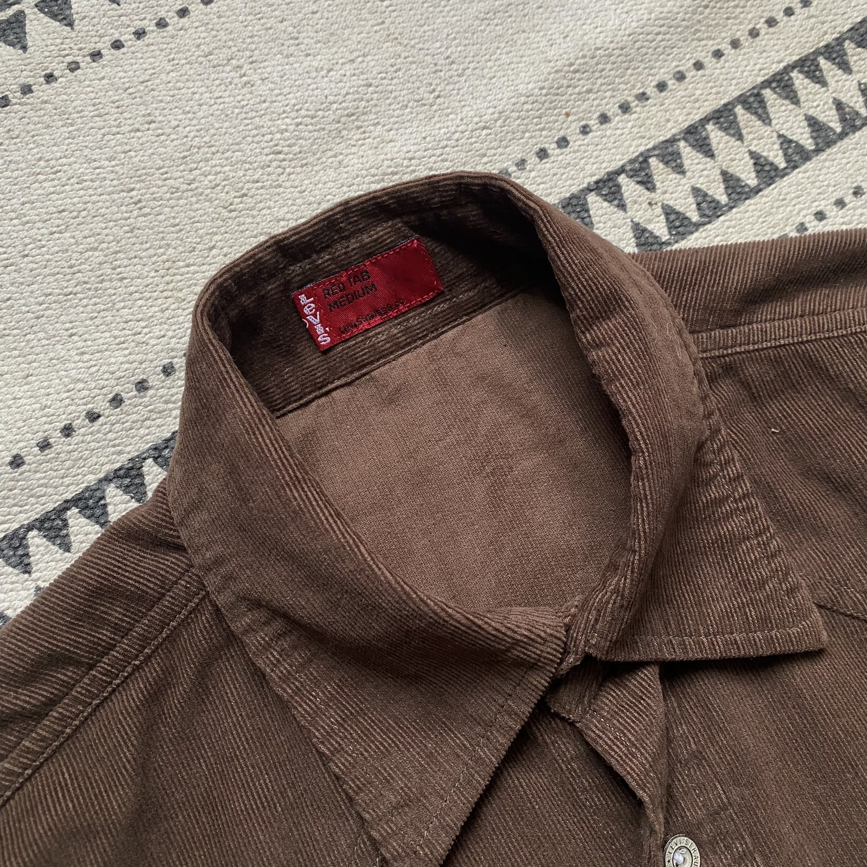 Levi's Vintage Clothing 🔥 Vintage 90s Levi's Shirt Brown Velvet Oversirt Western Size US M / EU 48-50 / 2 - 5 Thumbnail