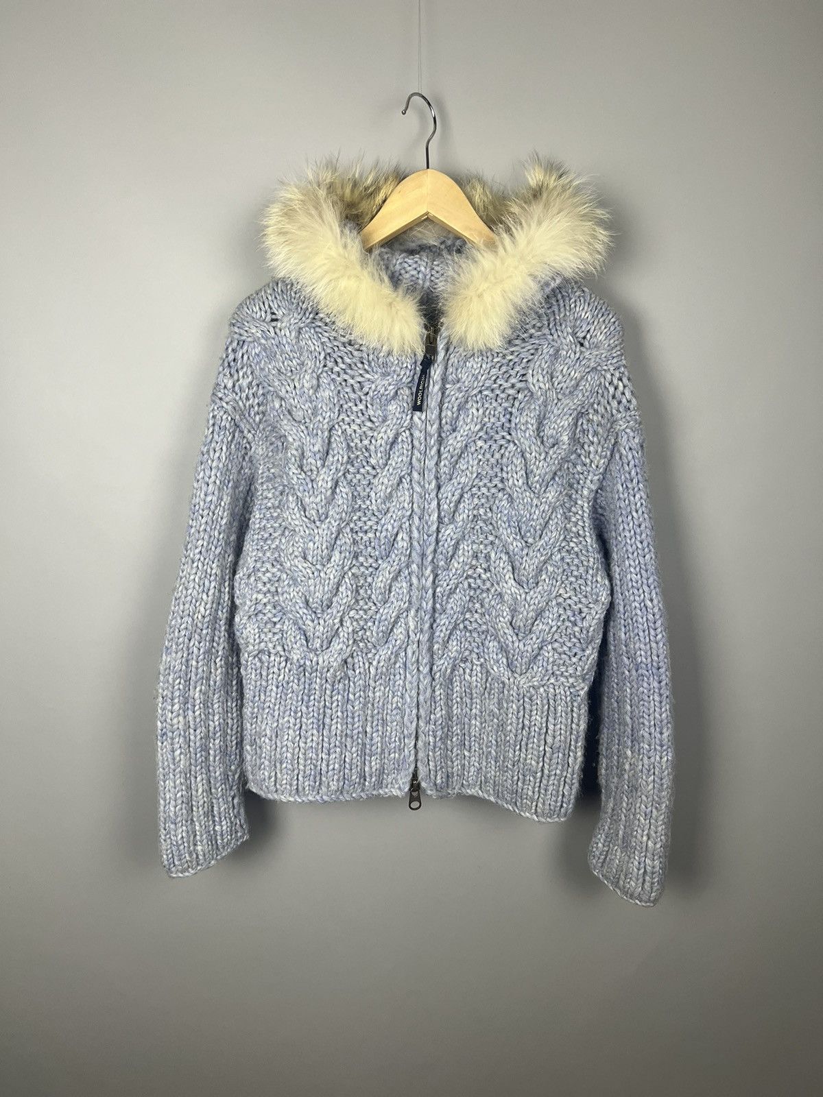 Woolrich Woolen Mills M RARE! Woolrich wool knited zip hoodie / jacket with fur Size M / US 6-8 / IT 42-44 - 1 Thumbnail