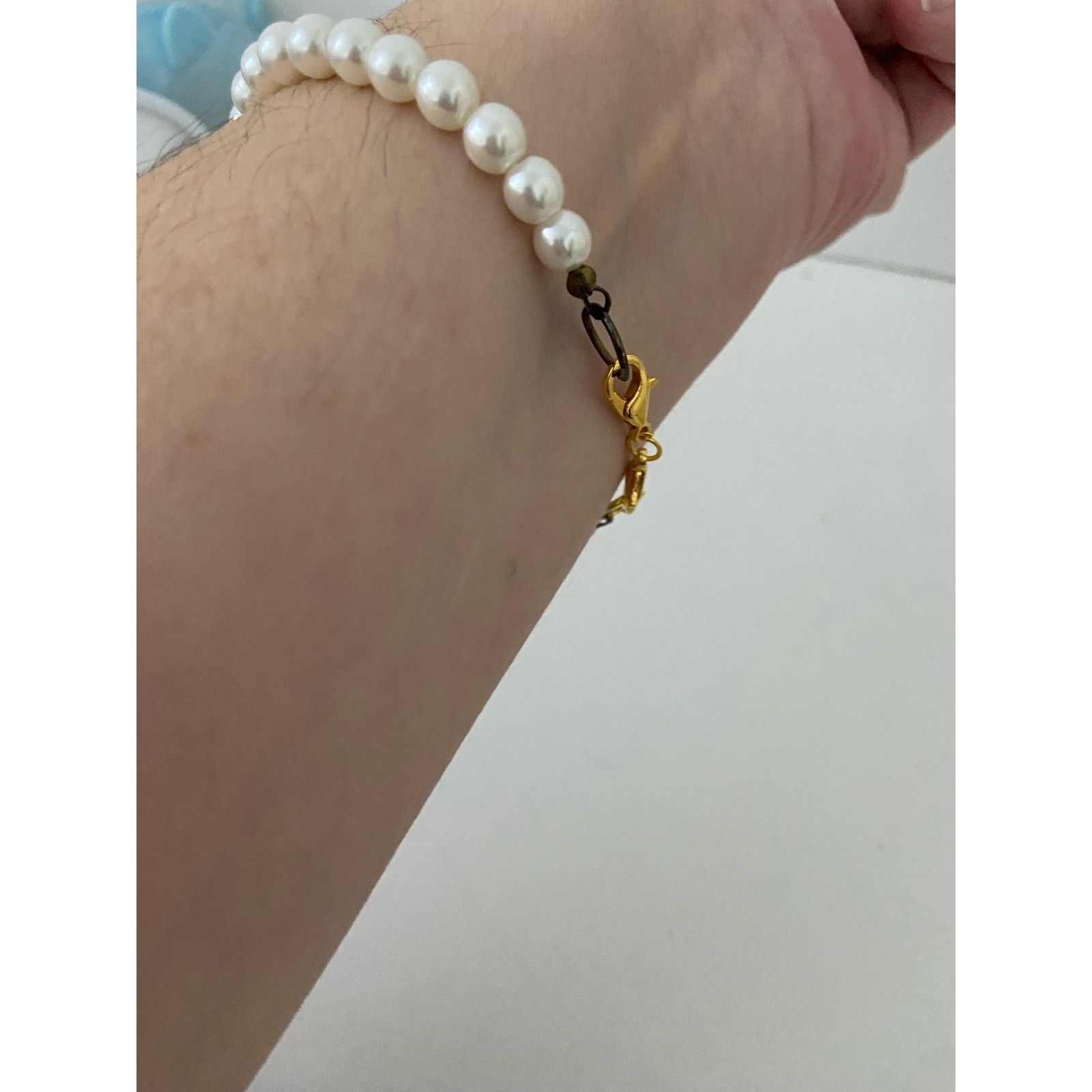 Handmade Upcycled faux pearl bracelet Size ONE SIZE - 2 Thumbnail