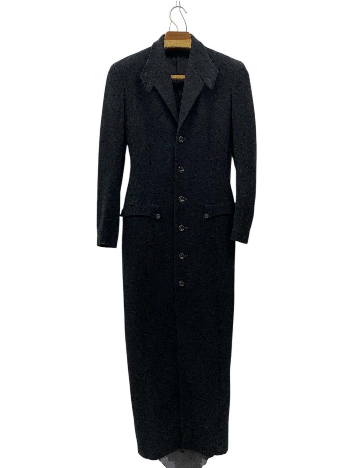 Yohji Yamamoto Vtg Yohji Yamamoto AW95 black gabardine long coat Size S / US 4 / IT 40 - 1 Thumbnail