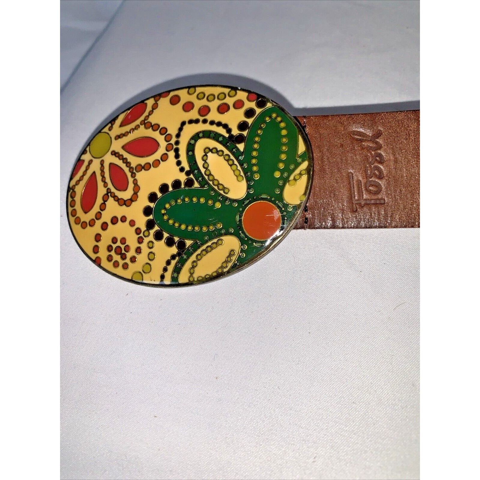 Fossil Fossil Women’s Vintage Brown Belt with Groovy Whimsical Buck Size ONE SIZE - 9 Thumbnail