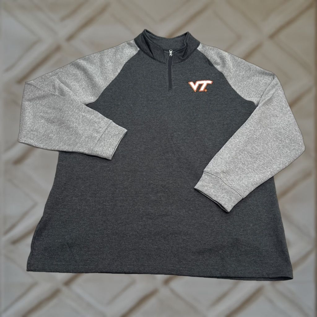 Vintage Virginia Tech Hokies Pullover Jacket Sweatshirt 2XL Mens Gray Raglan 1/4 Zip All Seasons Athleisure Sports Jacket Size US XXL / EU 58 / 5 - 1 Thumbnail