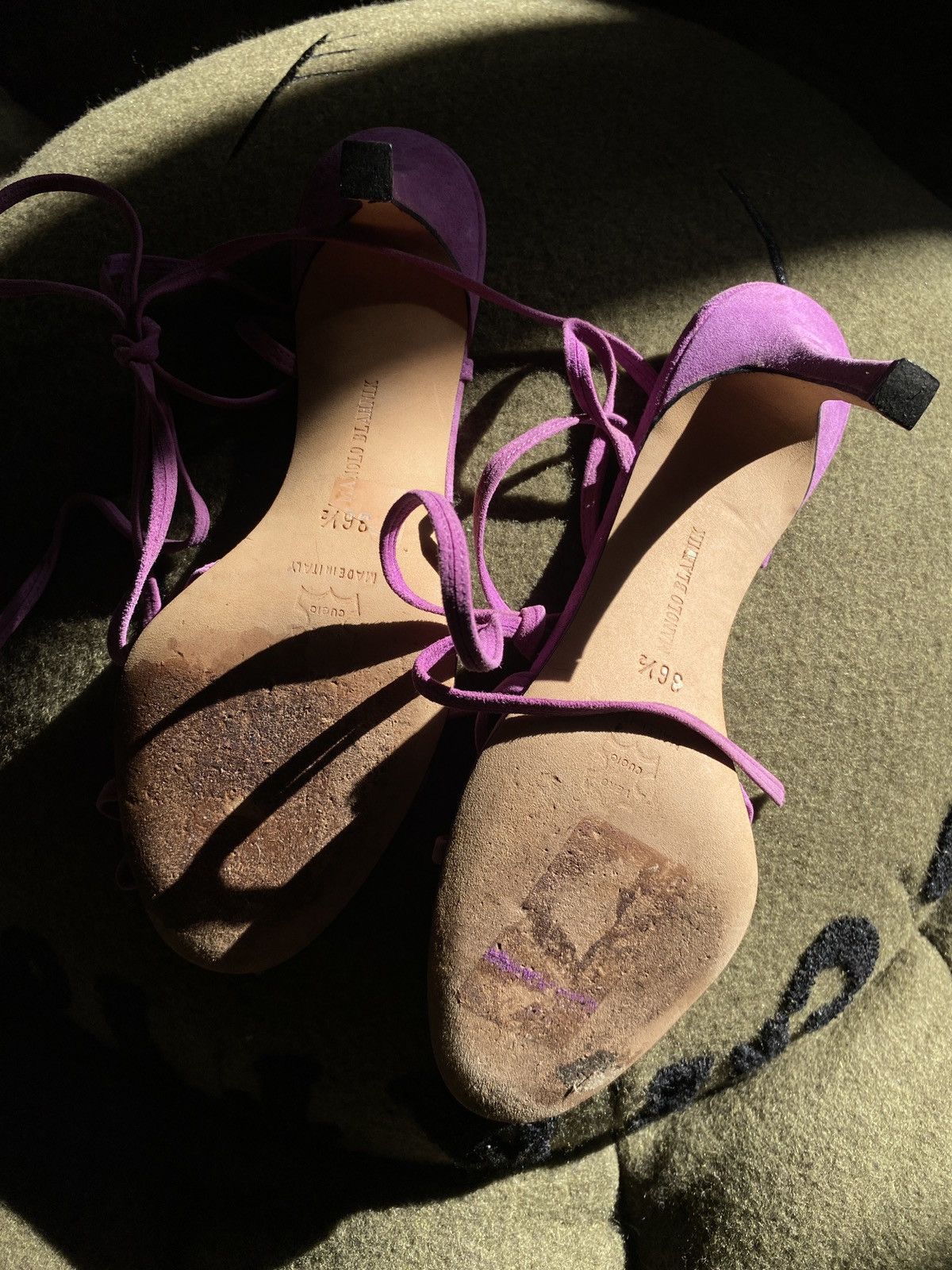 Manolo Blahnik Manolo Blahnik purple strappy suede sandals heels Size US 6.5 / IT 36.5 - 3 Thumbnail