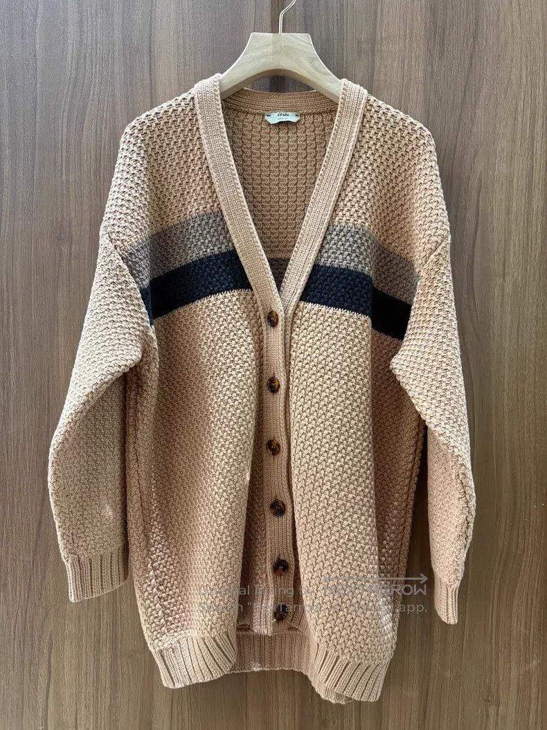 Fendi Fendi Khaki Colorblock Knit Cardigan Size S / US 4 / IT 40 - 1 Thumbnail