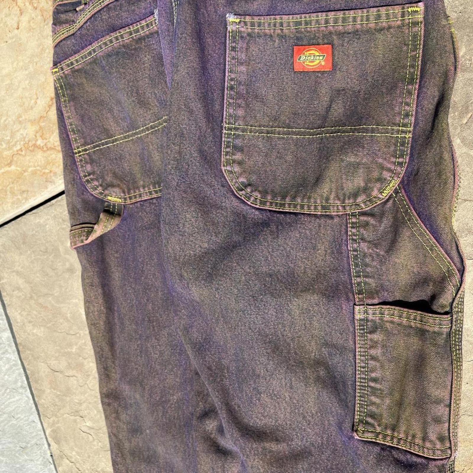 Dickies Reworked Dickies Purple Brown Yellow Denim Carpenter Jeans Size US 36 / EU 52 - 7 Thumbnail