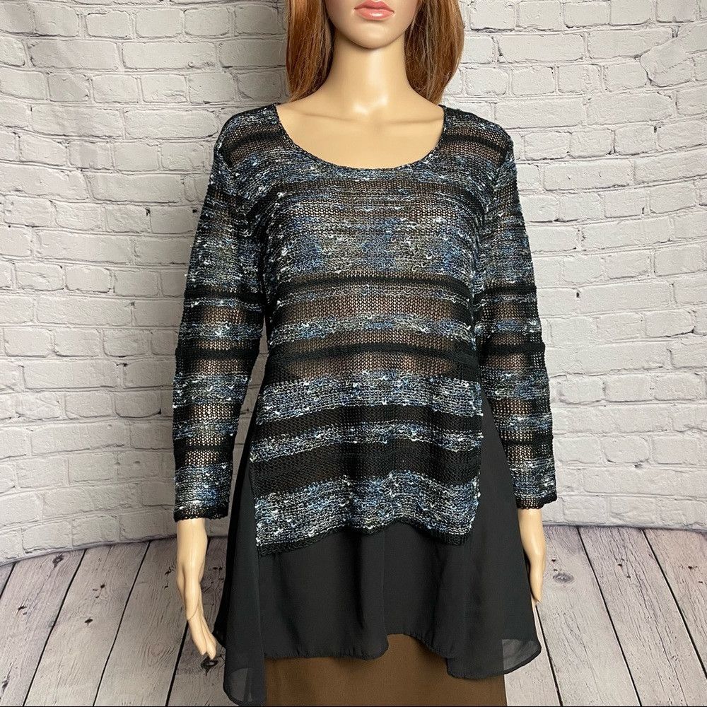 Other New Ball Of Cotton Combo Black Blue Linen Viscose Tunic Swe Size M / US 6-8 / IT 42-44 - 2 Thumbnail