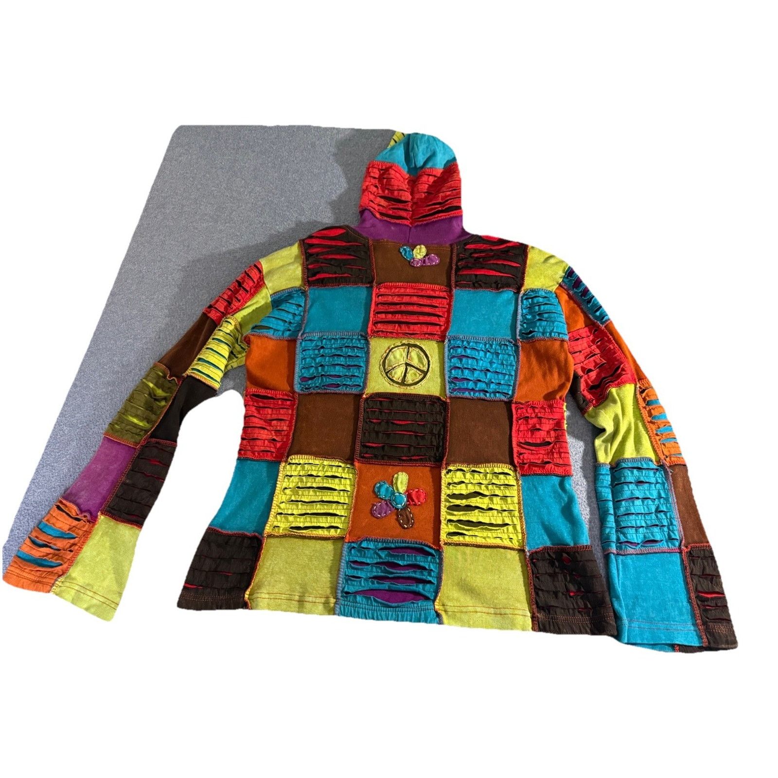 Other UK Rising International Flower Patchwork Hooded Zip Up 3D Knit Size XXL / US 16-18 / IT 52-54 - 8 Thumbnail