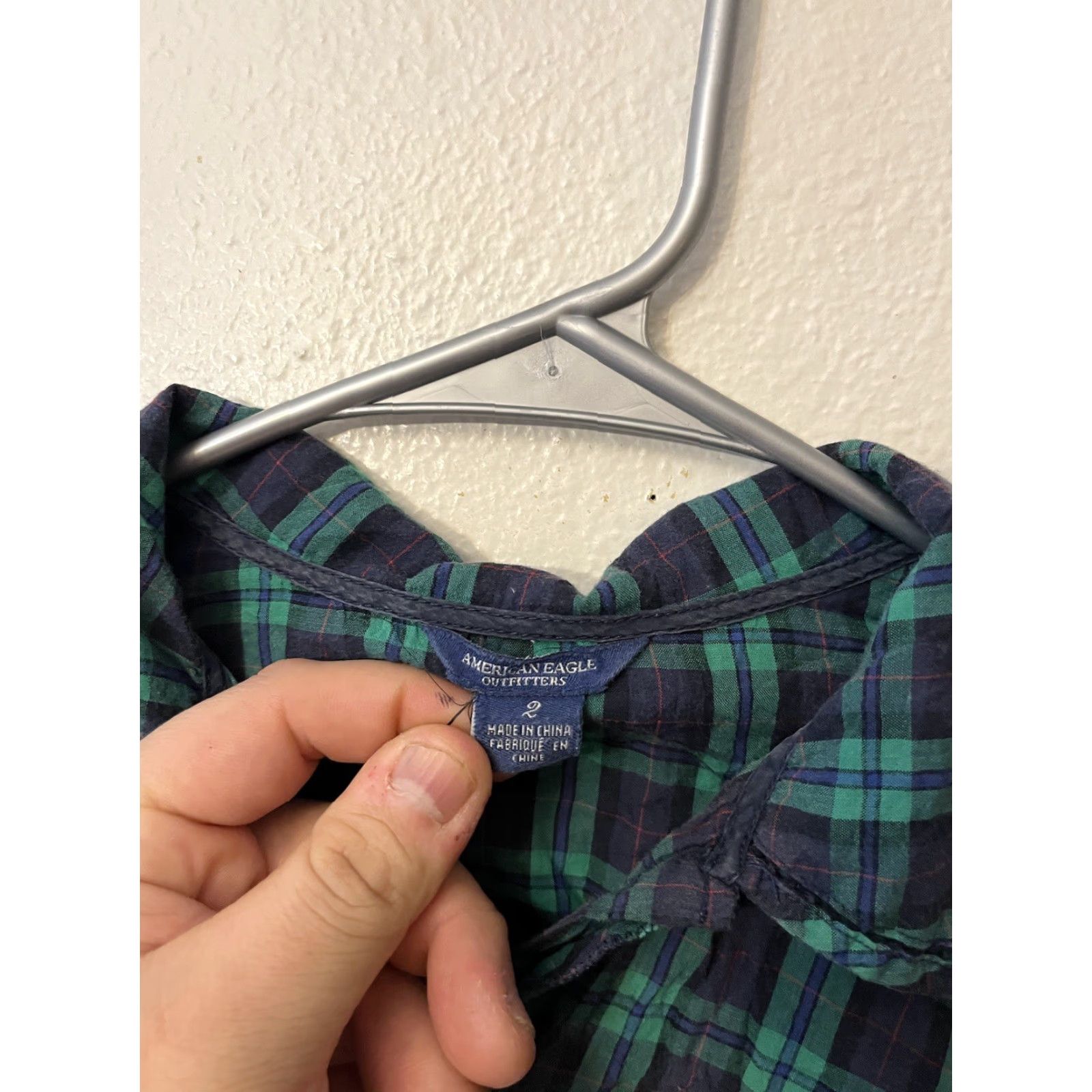 Vintage VINTAGE American Eagle Shirt Plaid Short Sleeve Button-Up Women Size 2 Green 100% Cotton Womens Size XS / US 0-2 / IT 36-38 - 2 Thumbnail