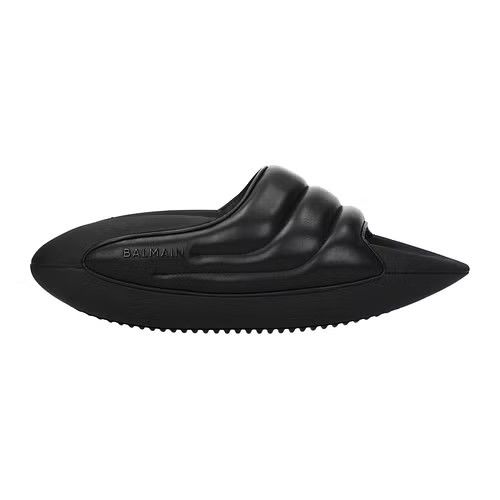 image of Balmain Ob1O1E0224 Slippers In Black / Fluo Yellow in Black/Fluo Yellow, Men's (Size 9)