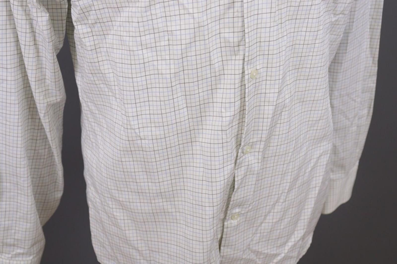 Designer Hackett London Tailored Fit White Check Shirt Size 42 16.5 Size US M / EU 48-50 / 2 - 7 Thumbnail