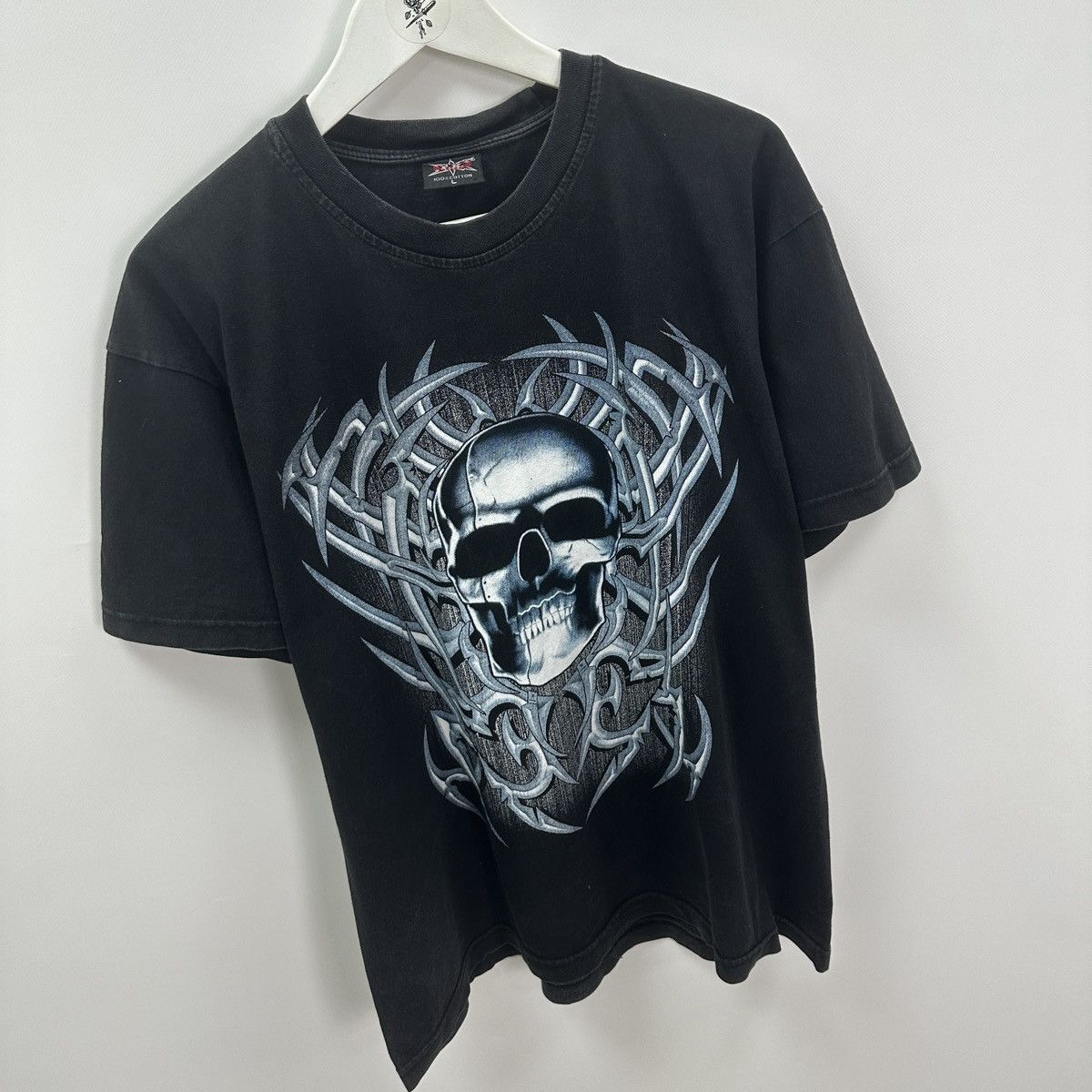 Vintage Vintage 90s Washed Skull Print aop tee hype y2k skeleton og Size US L / EU 52-54 / 3 - 6 Thumbnail