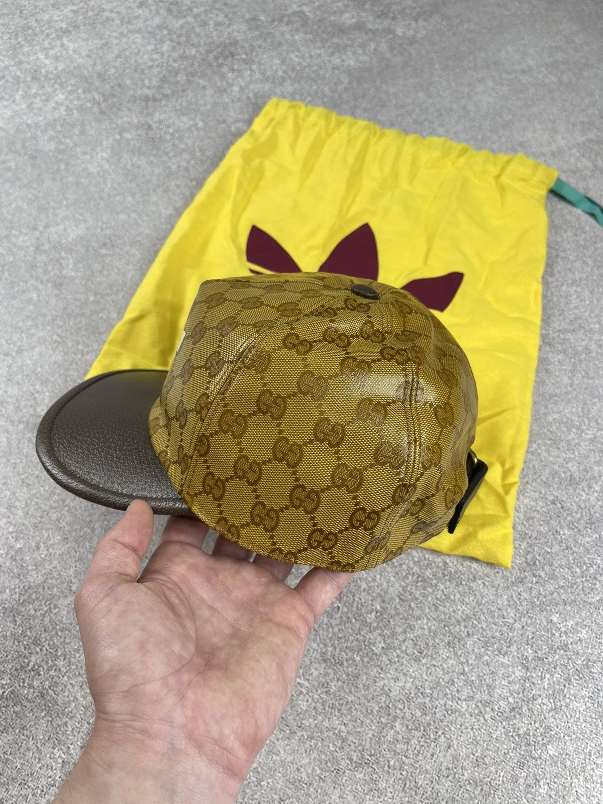Adidas × Gucci Gucci x Adidas Baseball Cap Monogram Canvas Leather Size M Size ONE SIZE - 8 Thumbnail
