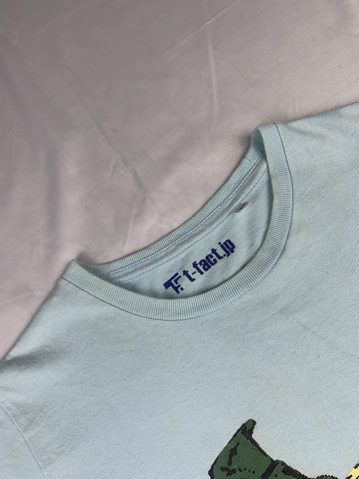 Japanese Brand t-fact Soft Blue Japan Protest Art Graphic Tee Size US S / EU 44-46 / 1 - 5 Thumbnail