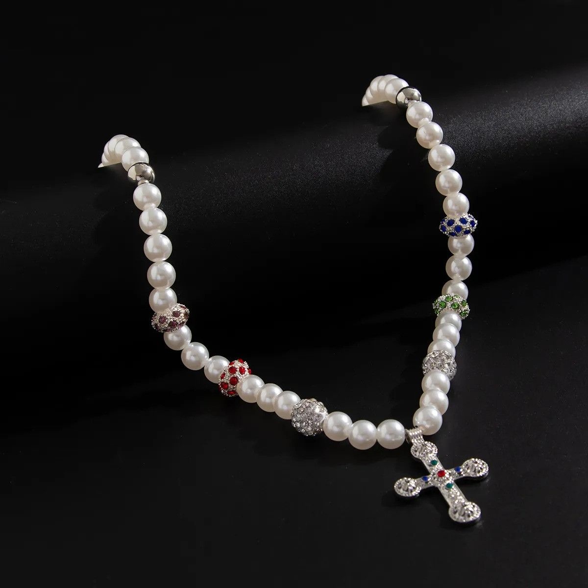 Vintage Pearl Necklace Cross Pendant Size ONE SIZE - 5 Thumbnail