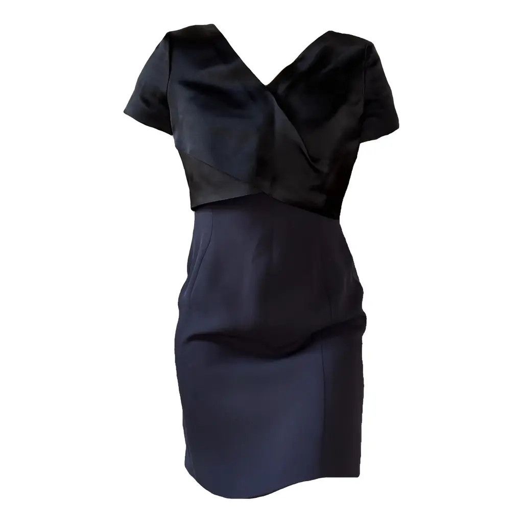 Dior Christian Dior Satin Silk Wrap Navy Mid-length Dress FR38 Size S / US 4 / IT 40 - 2 Thumbnail
