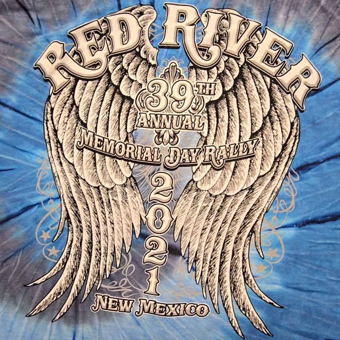 Other Red River Memorial Day Rally Tie Dye Blue XL Biker Shirt Size US XL / EU 56 / 4 - 2 Thumbnail