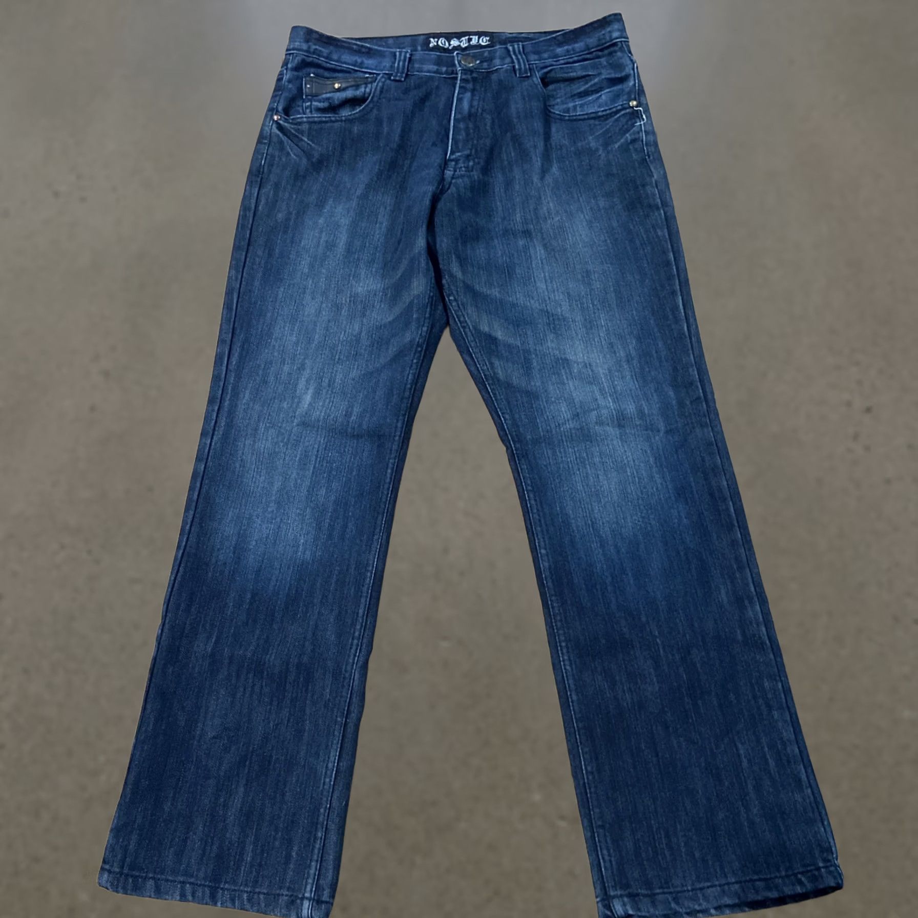 Denime Nostic Jeans Men's 34x32 Dark Wash Denim Regular 5-Pocket Zipper Button Straight Hip Hop Streetwear Y2K 90s Rock City Baggy? Size US 34 / EU 50 - 1 Thumbnail