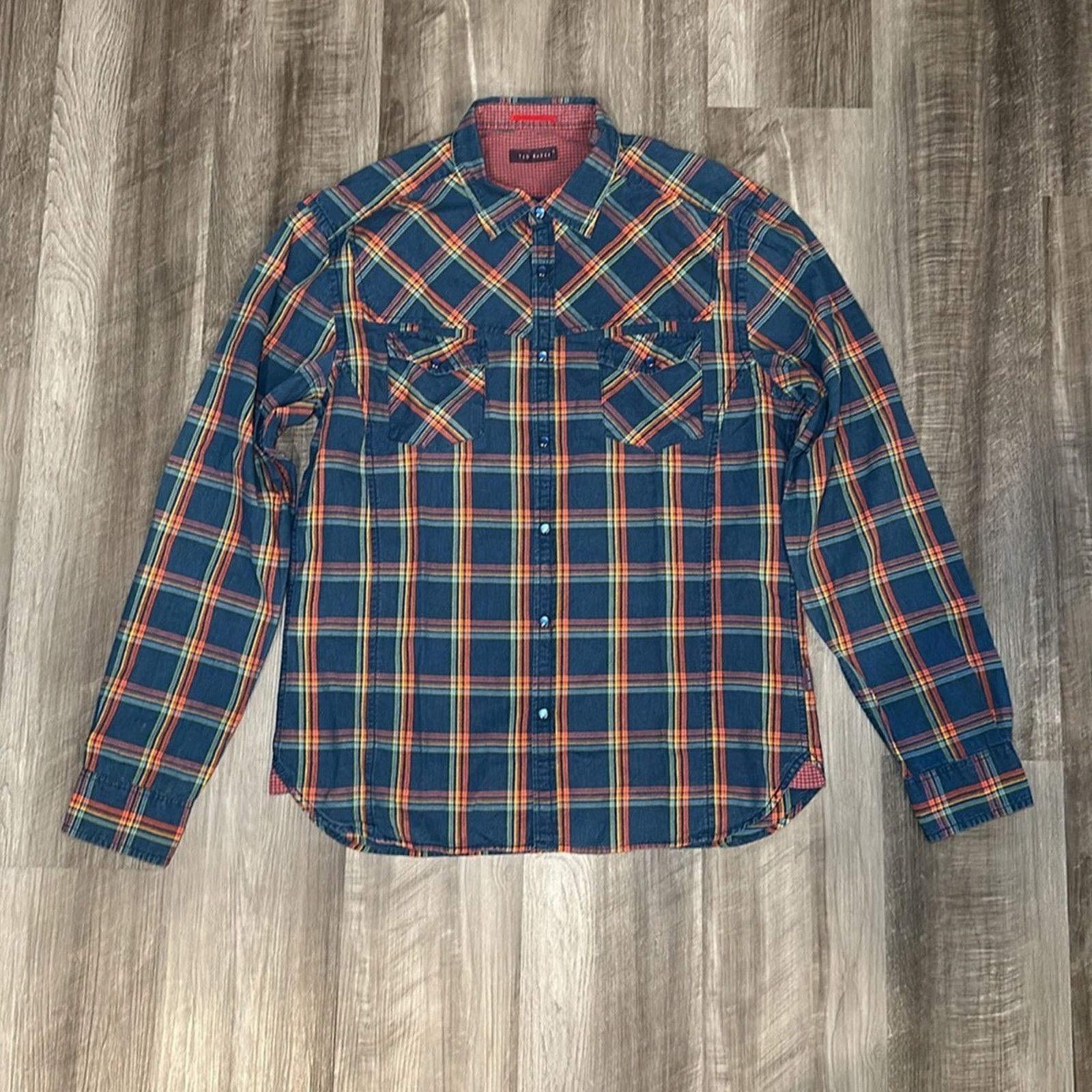 Ted Baker Ted Baker Western Style Long Sleeve Pearl Snap - 6 (2XL) Size US XXL / EU 58 / 5 - 2 Thumbnail