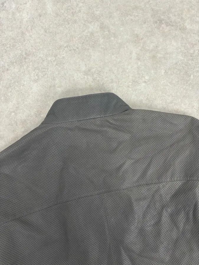 Emporio Armani AW2017 Emporio Armani Grey Leather Perforated Bomber Jacket Size US M / EU 48-50 / 2 - 6 Thumbnail