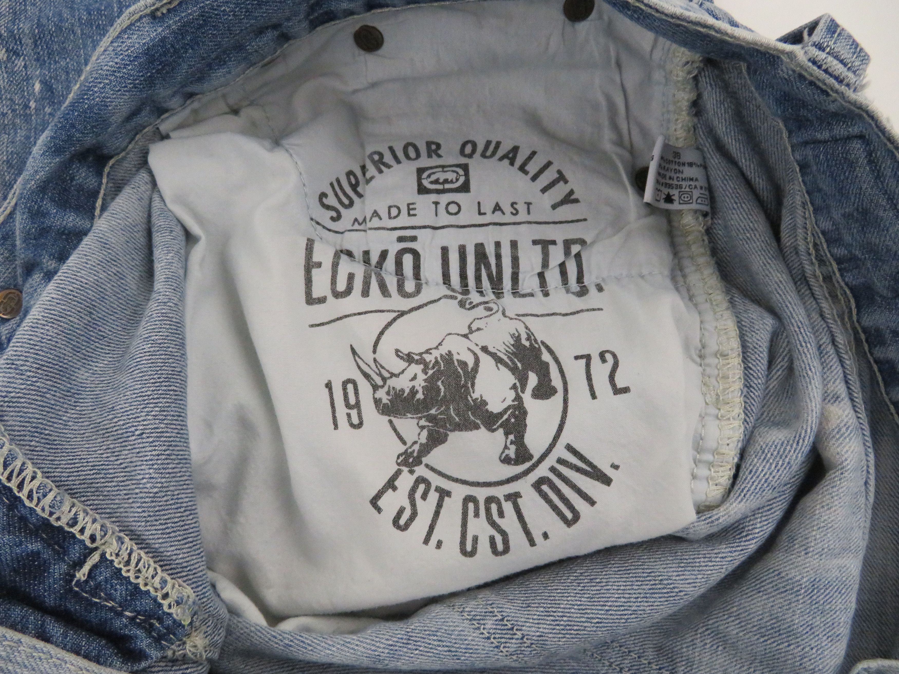 Ecko Unltd. × JNCO × Southpole Vintage 90s Ecko Unltd Jeans Denim Baggy Skater Shorts Jorts Size US 38 / EU 54 - 9 Thumbnail