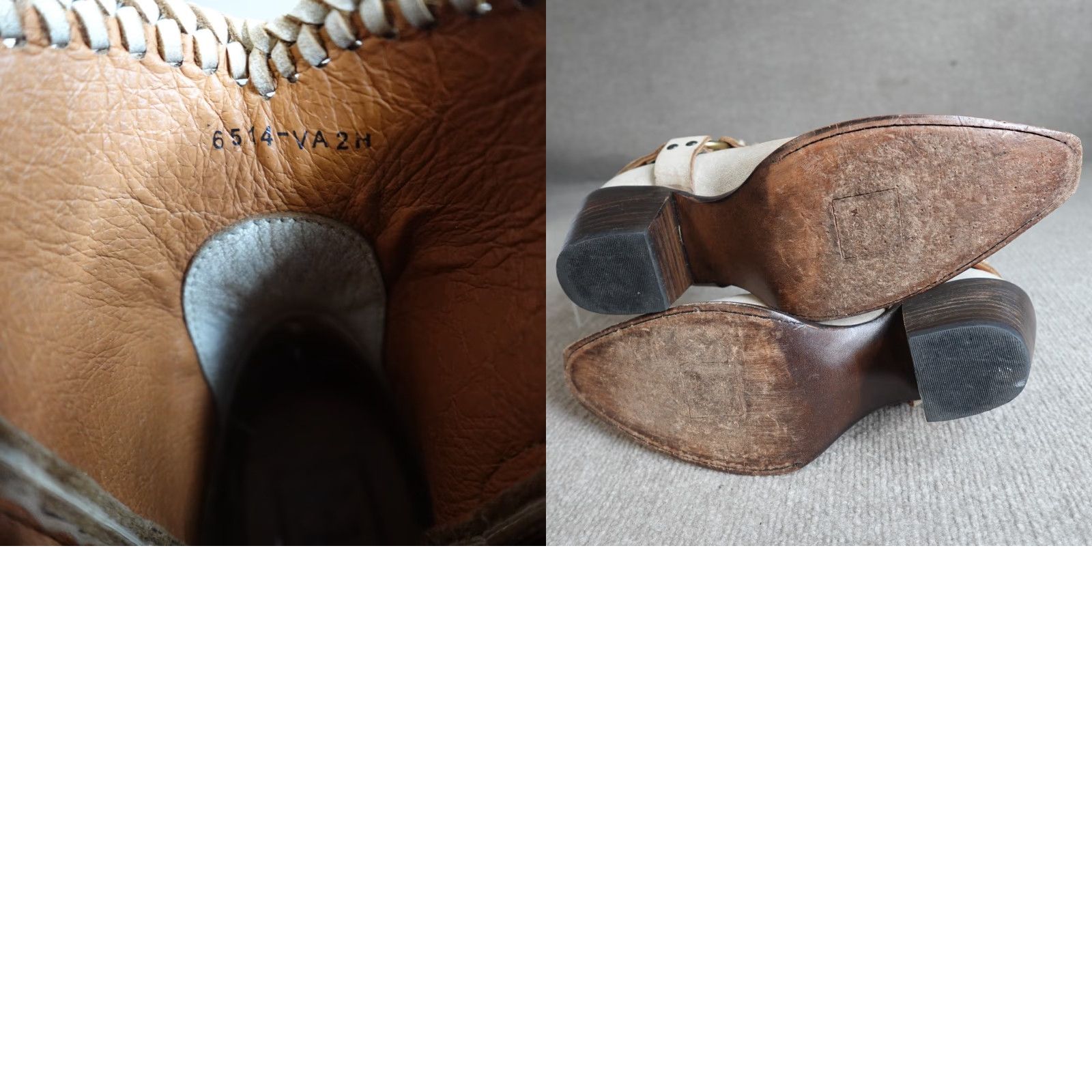 Vintage Cleo + Wolf Boots Womens Leather Harness White Snip Toe 8.5B Block Heel Western Cowgirl Cowboy Ankle Boot Size US 9 / IT 39 - 9 Thumbnail