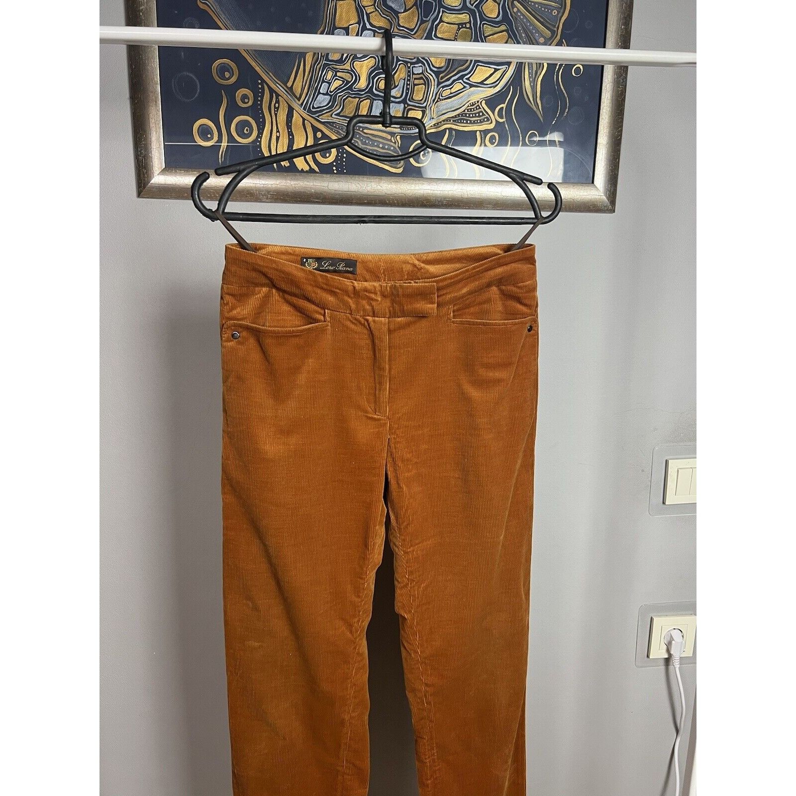 Loro Piana MINT! Loro Piana Orange Corduroy Women`s Straight Pants Size Size 27" / US 4 / IT 40 - 3 Thumbnail