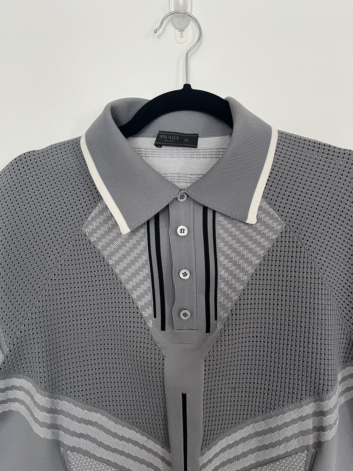 Prada Prada Nylon Jacquard Polo Shirt SS18 Size US M / EU 48-50 / 2 - 2 Thumbnail