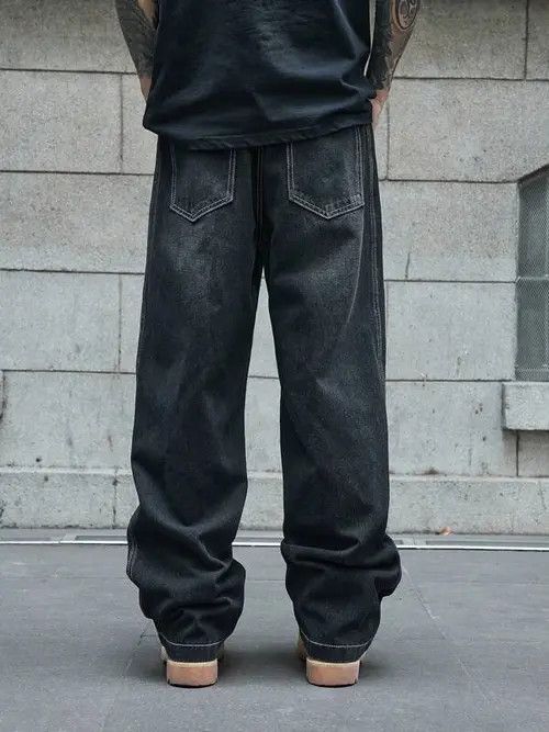 Japanese Brand Washed Baggy Jeans Size US 34 / EU 50 - 3 Thumbnail