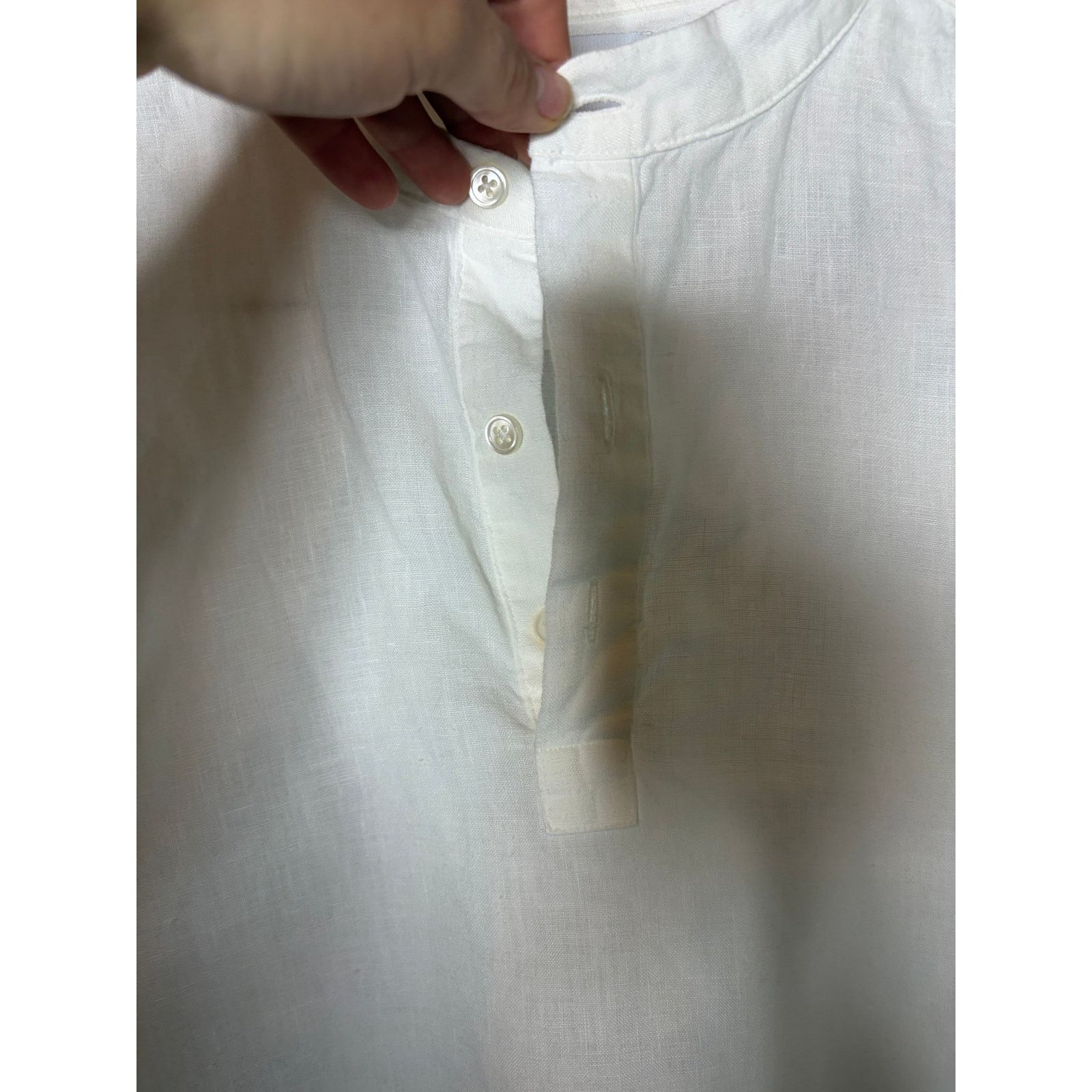 Mr P. Mr. P white linen half button tunic Hanley top sz M Size US M / EU 48-50 / 2 - 5 Thumbnail