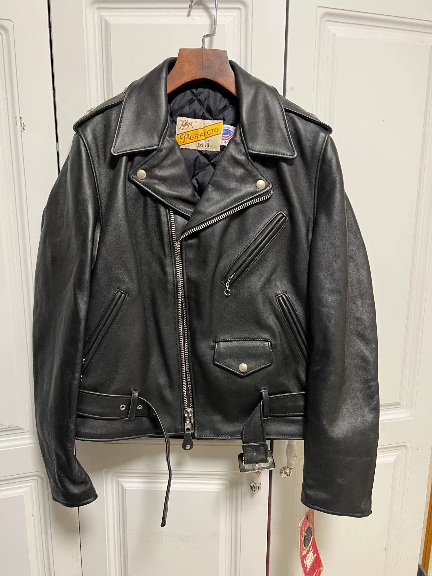 Schott Schott NYC 613 Leather Biker Jacket Size US XXS / EU 40 - 1 Thumbnail