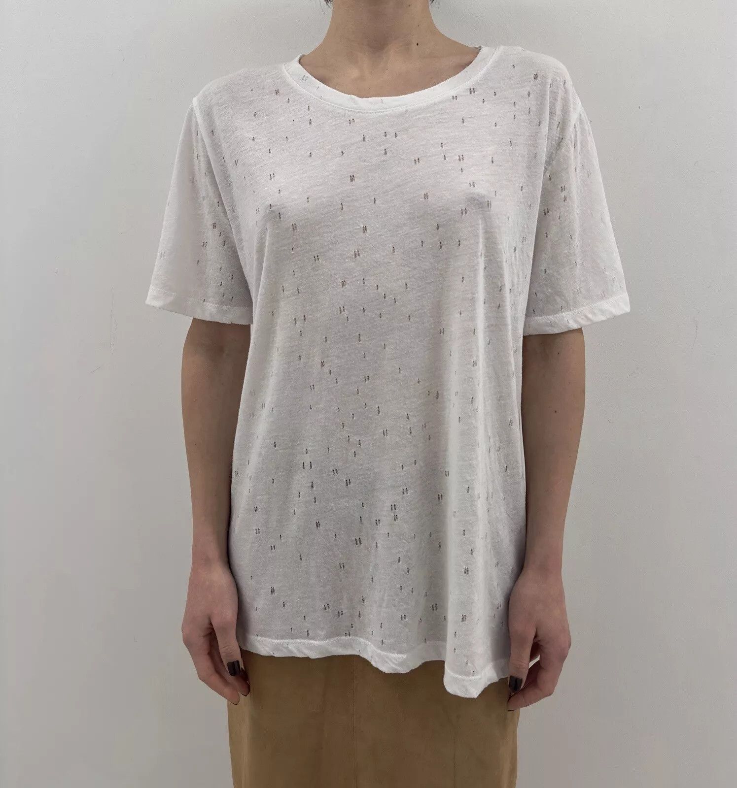 T by Alexander Wang T Alexander Wang Womens Distressed T-shirt Tee White Size M / US 6-8 / IT 42-44 - 1 Thumbnail