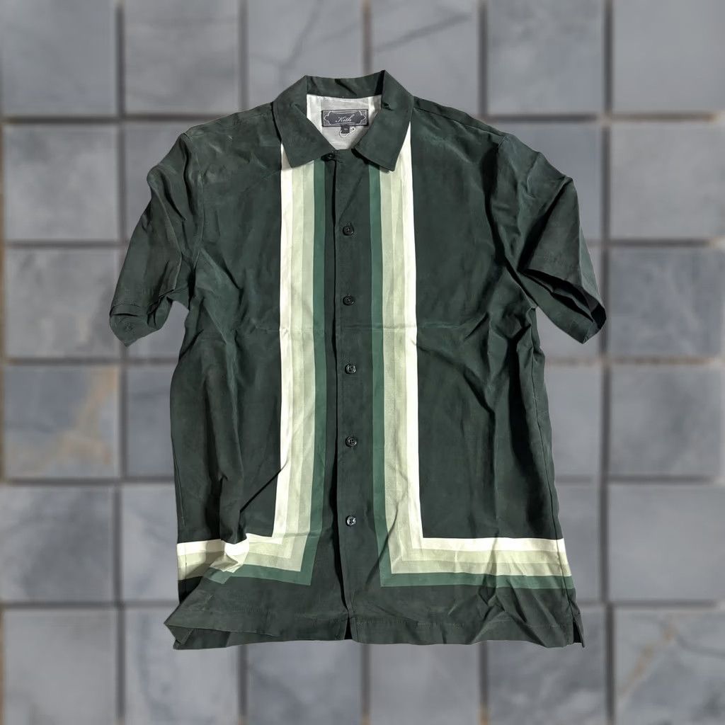 Kith Kith Shirt Mens XS Green Geometric Stripe Short Sleeve Button Front Casual Size US XS / EU 42 / 0 - 1 Thumbnail