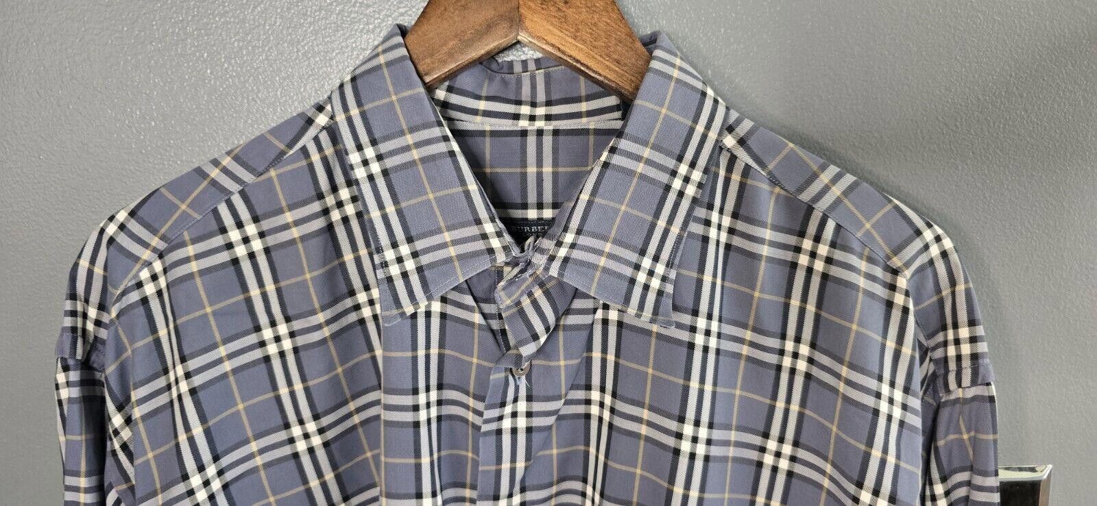 Designer Burberry London Novacheck Shirt Men's XL Long Sleeve Gray Size US XL / EU 56 / 4 - 3 Thumbnail