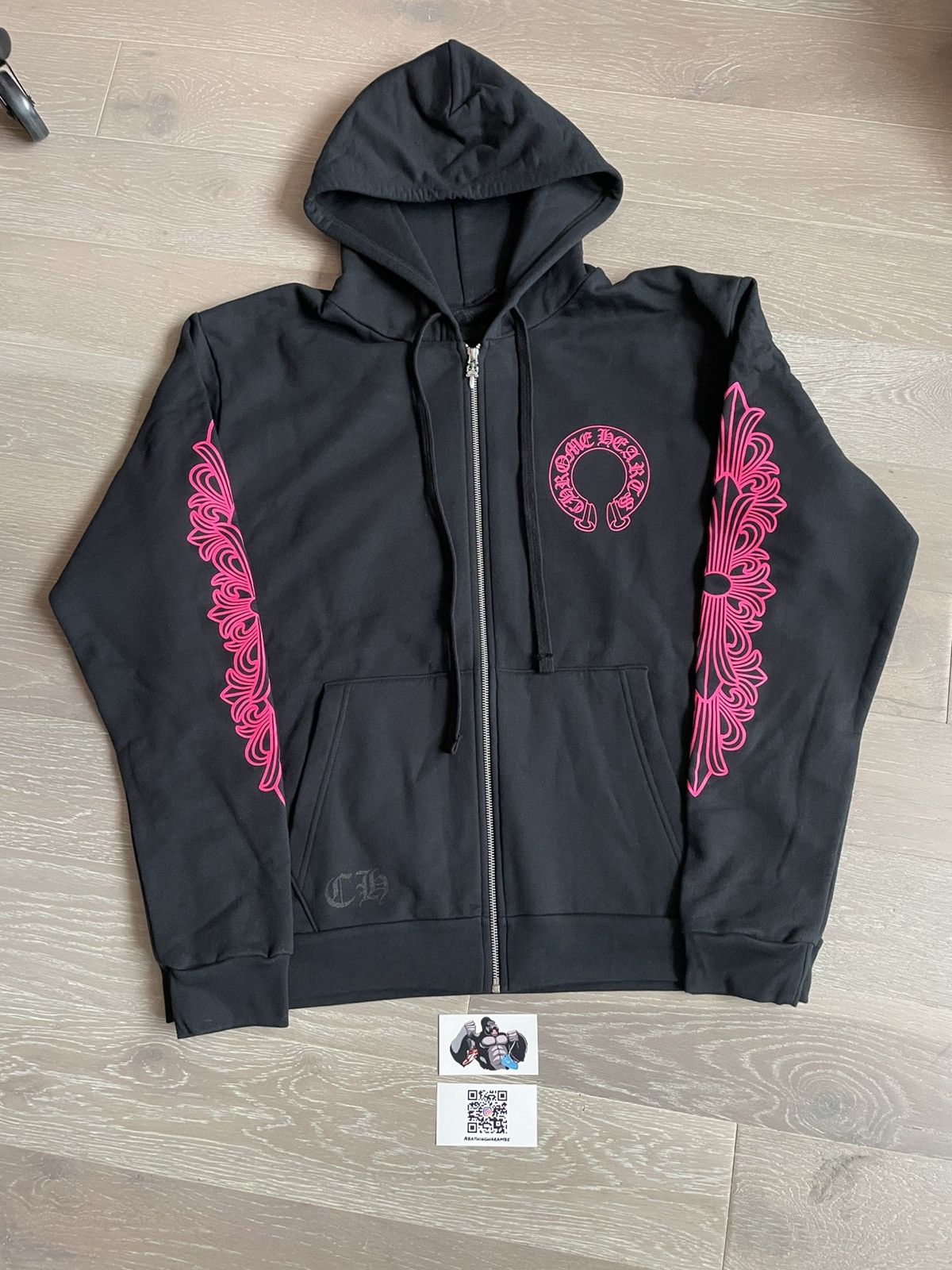 Chrome Hearts Chrome Hearts Floral Horseshoe Zip Up Hoodie Black/Pink Size US XXL / EU 58 / 5 - 2 Thumbnail