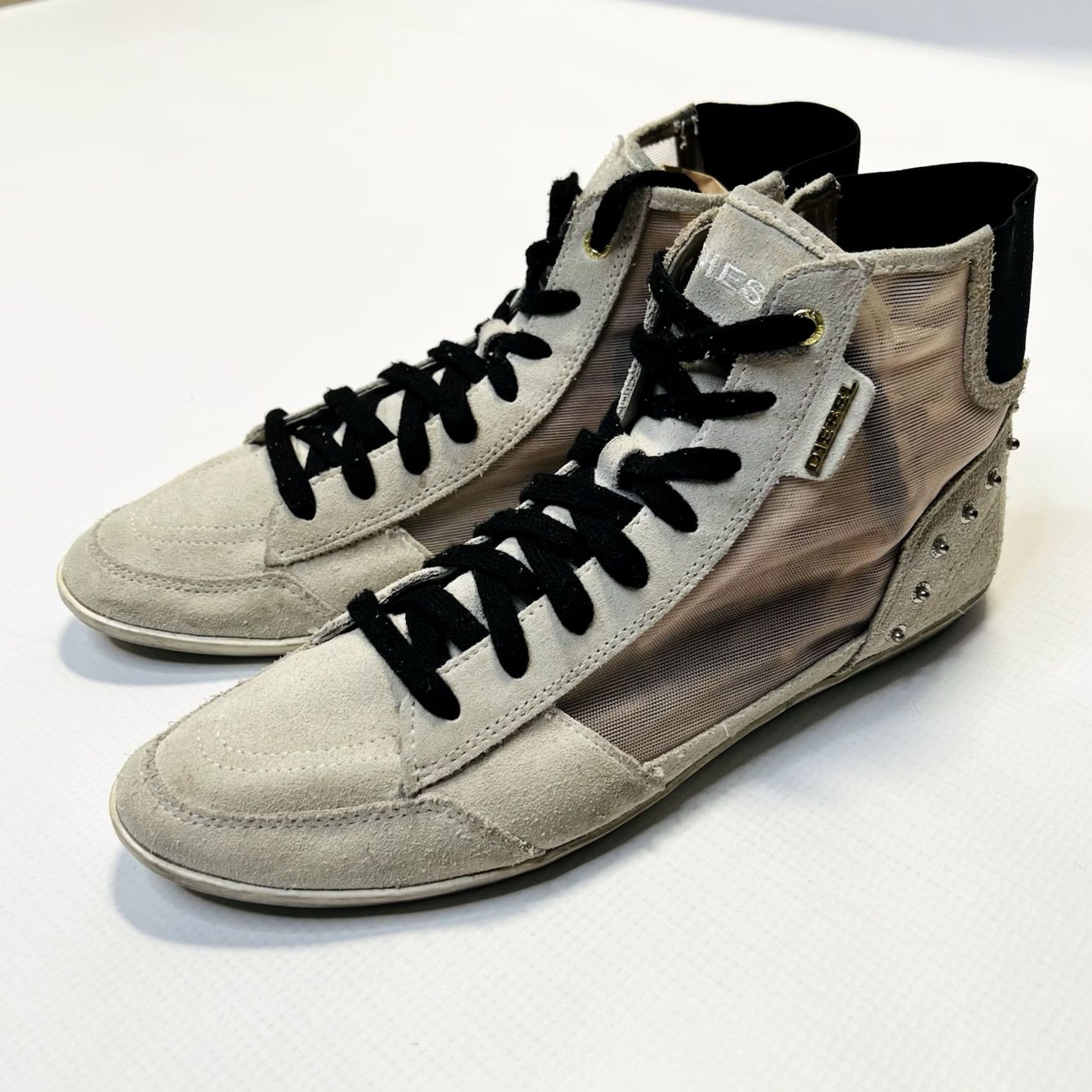 Diesel DIESEL Daily Kick Sneakers Women's High Top Black Cow Leather Rivets Logo Vintage EU 39 Top Trainers Size M / US 6-8 / IT 42-44 - 2 Thumbnail
